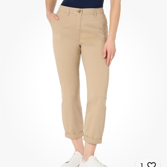 NWT Nautica Jeans Ladies' Chino Ankle Stretch Pant, Khaki - Picture 1 of 3